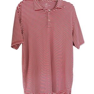 Southern Tide Performance Golf Polo Shirt Red White Striped‎ Short Sleeve Mens L